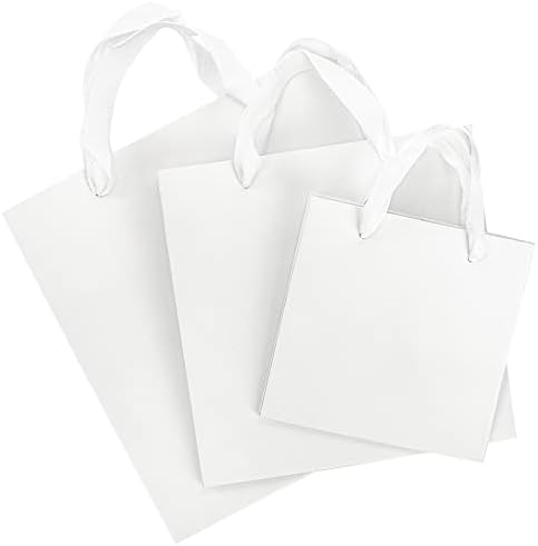 Yesland 30 Pack White Kraft Bags with Ribbon Handles, 3 Sizes Paper Gift Wrap and Shopping Bag, Reusable Square Large Retail Business Packaging Bags for Goodie Party Wedding Present(10'', 8'', 6'') - Image 3
