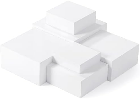 Geelin 6 Pcs Acrylic Risers Cube Stands, White, 7 to 12 Inch, Square by Geelin