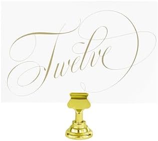 Weekend Paper Co. ™ Script Gold Wedding Table Numbers, Single-sided 4x6 Calligraphy Design, Numbers 1-25, Landscape format for Your Wedding, Reception, Anniversary, Birthday Party, or Any Celebration! by WeekendPaperCo