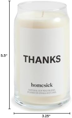 Homesick Scented Candles for Home (Thanks) - 13.75 oz Long-Lasting Soy Wax Blend Jar Candle Gifts for Women for All Occasions, 60-80 Hours Burn Time - Notes of Cucumber, Lemon & Patchouli - Image 6