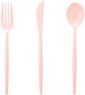 Supernal 180Pcs Extra Heavy Duty Pink Plastic Cutlery Silverware Set by supernal
