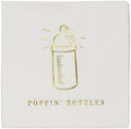 Celebrate It Cocktail Napkins – “POPPIN' BOTTLES” Gold Foil Baby Shower Napkins, White/Gold, 4.8" x 4.8", 24 Packs (480 Total) by CelebrateIt