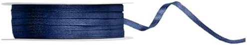 50 Metres Satin Ribbon Navy Dark Blue 3 mm - Narrow Ribbon & Craft Ribbon - For DIY, Gift Wrapping, Floristry & Wedding - Fine Decorative Ribbon Blue - Tear-Resistant by Libetui