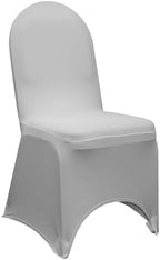 YOUR CHAIR COVERS - 50 Pack Silver Stretch Spandex Banquet Chair Cover - Wedding Slip Covers, Premium Quality Cover by YourChairCovers