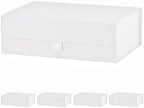 5 Pcs White Gift Box for Presents 10.8x7.5x3.5 Inches Magnetic Gift Boxes with Lid Luxury Gift Box for Rectangle Collapsible for Bridesmaid, Wedding, Birthday Gift Packging by PLINJOY