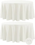 Fokitut 2 Pack Waterproof Round Tablecloth, 132 Inch, Stain Resistant and Wrinkle Polyester Table Cloth, Fabric Table Cover for Kitchen Dining, Wedding, Party, Holiday Dinner-Ivory by BalsaCircle