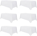 sancua 6 Pack White Table Cloth 90x132 Inch for 6 Feet Rectangle Tables by sancua