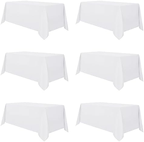 sancua 6 Pack White Table Cloth 90x132 Inch for 6 Feet Rectangle Tables by sancua