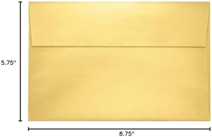 LUXPaper A9 Invitation Envelopes | Peel & Press | 5 3/4" x 8 3/4" | Gold Metallic | 80lb. Text | 50 Qty - Image 3