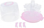 3-Tiers Cupcake Holder Cupcake Carrier with Lid and Handle Portable Desserts Storage Container Box for Pie, Cookies 24 Cupcakes (Pink) - Image 4