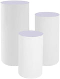 Wedding Round Cylinder Stands, 3PCS Large Cylinder Pedestal Display Plinth Pillars, Round Display Plinth Cake Tables, Cylinder Stand Covers for Weddings, Christmas Parties, Birthday Parties(White - 3 pieces) by Unknown