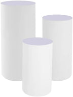Wedding Round Cylinder Stands, 3PCS Large Cylinder Pedestal Display Plinth Pillars, Round Display Plinth Cake Tables, Cylinder Stand Covers for Weddings, Christmas Parties, Birthday Parties(White - 3 pieces) by Unknown
