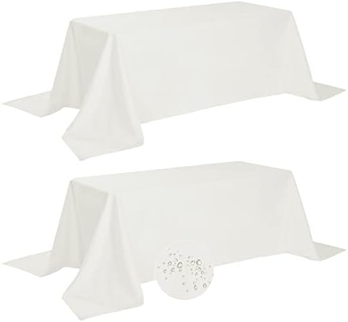 Fokitut 2 Pack Waterproof Rectangle Tablecloth, 90x132 Inch,Stain Resistant and Wrinkle Polyester Table Cloth, Fabric Table Cover for Kitchen Dining, Wedding, Party, Holiday Dinner-Ivory by BalsaCircle