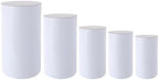 5PCS White Round Cylinder Pedestal Stands Display 19.7''+21.6''+23.6''+29.5''+35.4'' Height PVC Cylinder Tables for Party Cake Flower Backdrop Dessert Pillars for Birthday Wedding Baby Shower Event Decoration - Image 7