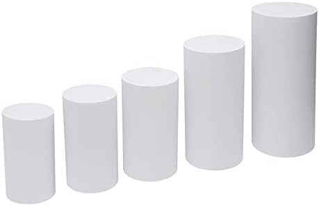 5Pcs Cylinder Stands for Party, White Cylinder Stand Cake Pedestal Stand Cylindrical Display Stand for Birthday Wedding Party Outdoor Indoor Decor (5 Pcs) - Image 7
