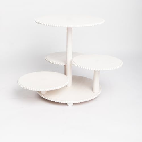 Wooden 4 Tiered Cupcake Stand Rustic Beaded Tower for 50 Cupcakes Party - Image 4