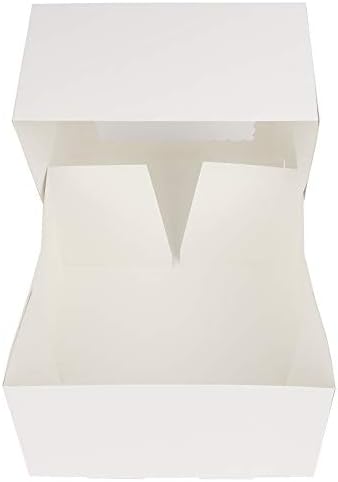 O'CREME White Square Cake Box 8 x 8 x 5 Inch, with Scalloped Window, Kraft Paperboard Bakery Box with Auto-Popup Window - Pack of 25 - Image 6