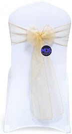 MDS Pack of 100 Organza Chair Sashes for Wedding & Event Décor – Beige by MDS