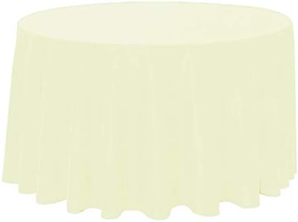 Polyester Round Tablecloth 120" Ideal for 60 inch round table (Ivory) - Image 2