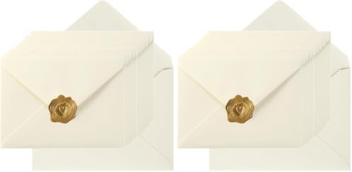 100 Pieces A7 Envelopes 5x7 Cream Color, 5.24 x 7.24 Inches (Pack of 2) by Toperd
