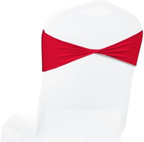 MDS Pack of 150 Spandex Chair Sashes Without Slider Buckles – Red by MDS