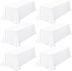 Showgeous 90x156 Inch White Rectangle Tablecloth 6 Pack Fit 8FT Table by Showgeous