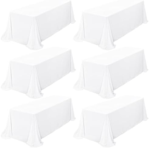 Showgeous 90x156 Inch White Rectangle Tablecloth 6 Pack Fit 8FT Table by Showgeous