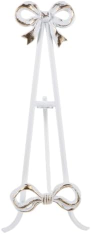 ARTIBETTER Bow Plate Stands Metal Cookbook Display Easel with Foldable Leg - 16" Tall White Decorative Platter Holder for Kitchen Table Centerpiece Birthday Baby Shower Wedding by ARTIBETTER
