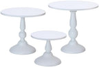 Set of 3 White Cake Stands, Metal Round Cake Holder Dessert Pie Pizza Display Stand 8" 10" 12" Serving Tray Decoration for Wedding Celebration Party Birthday Baby Shower by QENUIITEA