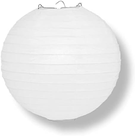 PaperLanternStore.com 10" Cool White Paper Lantern Party Pack with Remote Controlled LED Lights (10-Pack Combo Kit) - Image 3