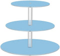 J JOYSAY Light Blue Print Acrylic Cupcake Stand 3 Tier Dessert Table Display Set Clear Cake Stands for Party Wedding Baby Shower Decorations Easy Assembly Macaron Tower by J+JOYSAY