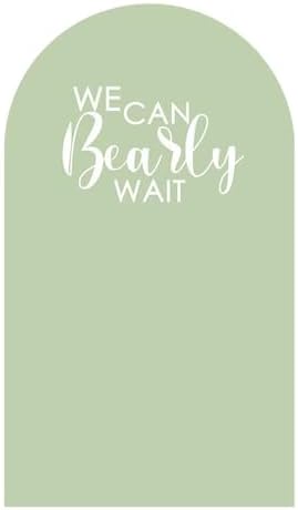 Arch Backdrop Covers Light Green Birthday Party Decorations We Can Bearly Wait Arched Stand Spandex Fabric Cover for Baby Shower Parties Decor (3.3x6.6FT) - Image 2