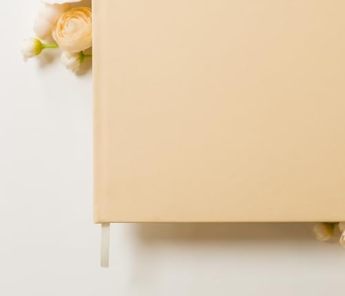 MUUJEE Personalized Guestbook in Butter - Premium Custom Modern Guest Book for Wedding Reception, Birthday Party or Events w/Bookmark Blank Pages for Signing 11.5 x 8.5 inches - Image 4