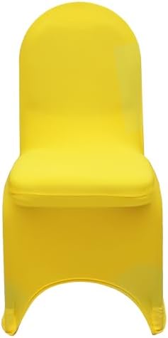 YOUR CHAIR COVERS - 50 Pack Stretch Spandex Banquet Chair Covers - Yellow, Wedding Slip, Premium Quality - Image 3