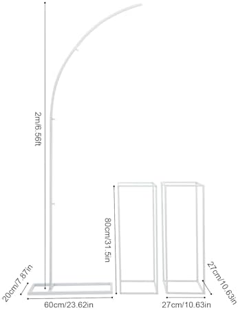 Metal Wedding Arch Backdrop Stand, 6.56Ft Ballon Arch Stand and 2 Flower Stands, Half Arch Geometric Centrepieces Display Rack for Ceremony, Birthday, Party DIY Background Decoration (White) - Image 7
