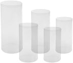 Cylinder Pedestal Stands for Party, 36in/30in/24in/22in/20in Tall Round Acrylic Column Tables Display Plinth Pillars, Clear Wedding Dessert Table Risers for Wedding, Ceremony, Birthday, Party, Art Decor (5Pcs) - Image 7
