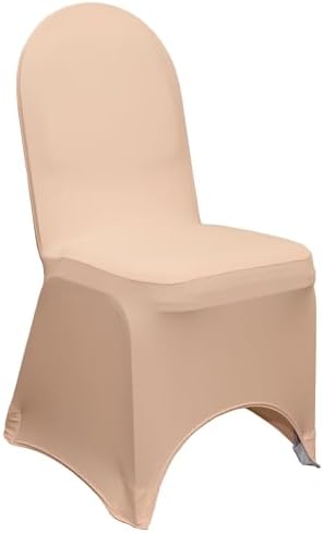 YOUR CHAIR COVERS - 50 Pack Stretch Spandex Banquet Chair Covers - Peach, Wedding Slip, Premium Quality by YourChairCovers