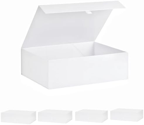 Extra Large White Gift Box 5 Pack 19x16x6 Inches,Gift Boxs for Presents with Lid Magnetic Closure Collapsible,Bridesmaid Proposal Box,Birthday, Christmas,for Clothes and Large Gifts by PLINJOY