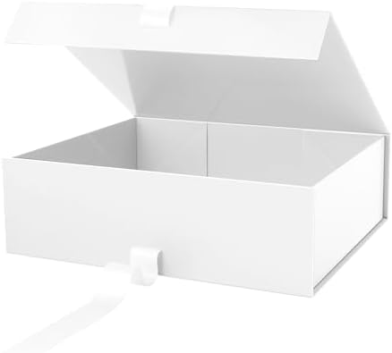 PACKHOME Extra Large White Gift Box with Ribbon Magnetic Lid 17x14.5x5.5in by PACKHOME