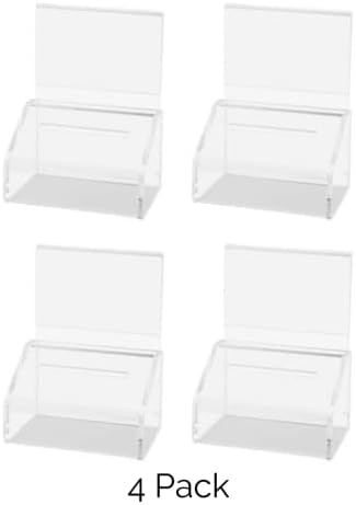 Marketing Holders 4 Pack 5" x 7" Coin Donation Container with Header Sign Holder Charity Fundraising Collection Tip Clear Acrylic Countertop Raffle Bin - Image 5