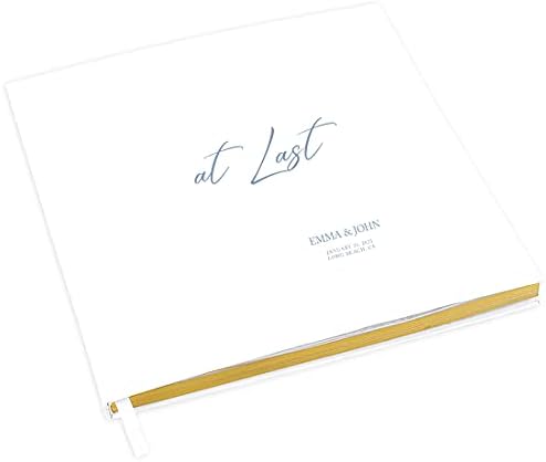 Andaz Press Personalized Wedding Guestbook with Gold Accents, Dusty Blue at Last White Guest Sign in Guest Registry 120 Pages 8.5 X 8.5 Memories Book for DIY, Scrapbook, Photo Album by AndazPress