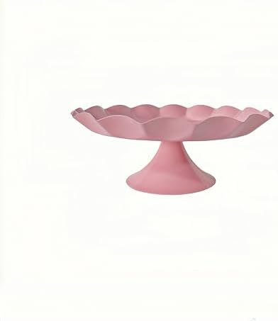 3 Pcs Pink Metal Cupcake Stand Scalloped Edge Dessert Display Tray - Image 6