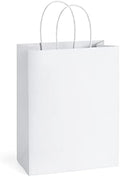 BagDream White Gift Bags with Handles 8x4.25x10.5 Inch Medium 100 Pack Bulk by BagDream