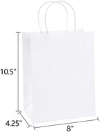 BagDream White Gift Bags with Handles 8x4.25x10.5 Inch Medium 100 Pack Bulk - Image 2