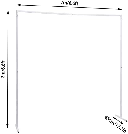 6.6ftx6.6ft Backdrop Stand, White Portable Pipe and Drape Backdrop Stand for Parties Silver Wedding Garden Balloon Arch Frame for Wedding Birthday Parties Banquets Background Decor (6.6x 6.6ft-White) - Image 4