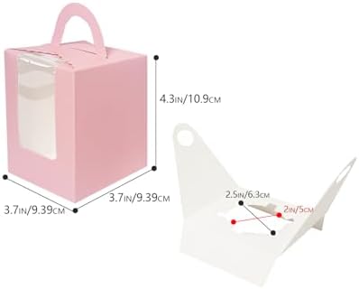 Bakepacker Auto-pop up Individual Cupcake Boxes With Window, Pink, 200 - Image 3