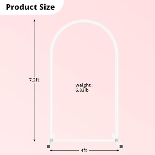 7.2 ft White Metal Balloon Arch Stand for Wedding, Birthday & Baby Shower - Image 2