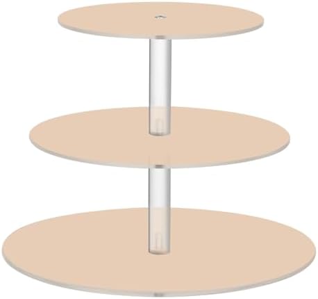 J JOYSAY Peach Pattern Acrylic Cupcake Stand 3 Tier Dessert Table Display Set Clear Cake Stands for Baby Shower Party Wedding Decorations Easy Assembly Donut Tower by J+JOYSAY