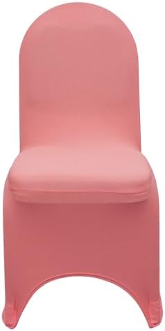 YOUR CHAIR COVERS - 6 Pack Coral Stretch Spandex Banquet Chair Covers - Wedding Slip Premium Quality Cover - Image 2