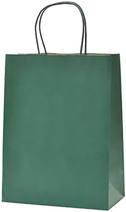 Nexmint Christmas Tree Green Gift Bag 8"x10.5": 120 Pack Bulk Medium Kraft Paper Bags with Handle. Great for Holidays,Gifts,Party Favors,Treats,Goodies,Candies,Shopping,Business,Retail by Nexmint-GiftBagsMore